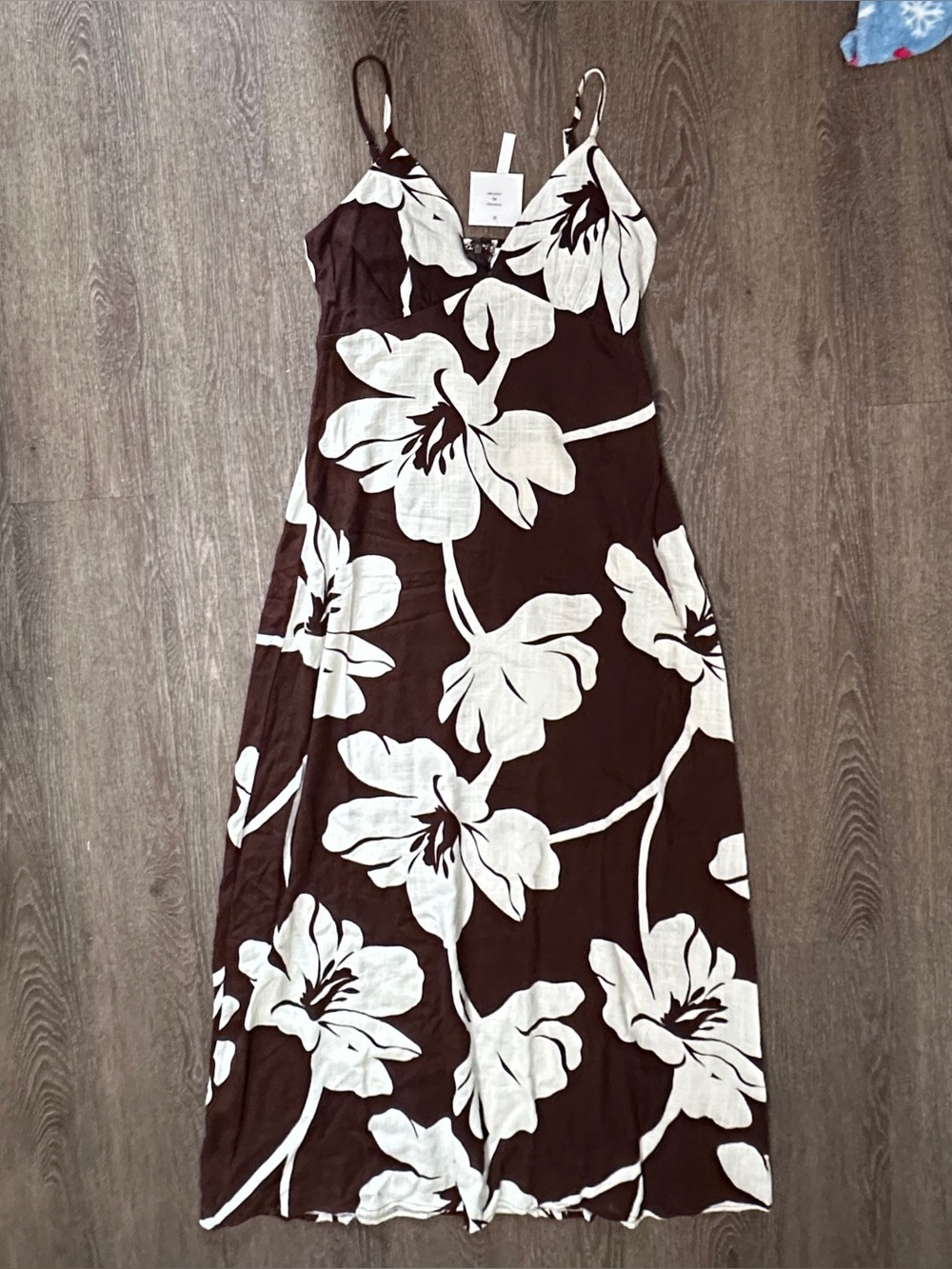 Paper Heart Linen Blend chocolate brown white Dress Size XL NWT ANTHROPOLOGIE - Picture 5 of 7